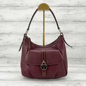 Dooney & Bourke Burgundy Pebbled Leather Hobo Shoulder Bag | Zip Top | USA